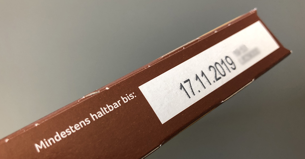 Mindesthaltbarkeitsdatum auf einer Verpackung