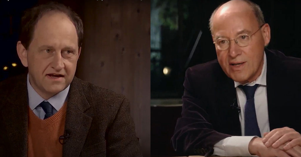 Alexander Graf Lambsdorff (links im Bild) und Gregor Gysi in der Webtalkshow "Küchenkabinett".