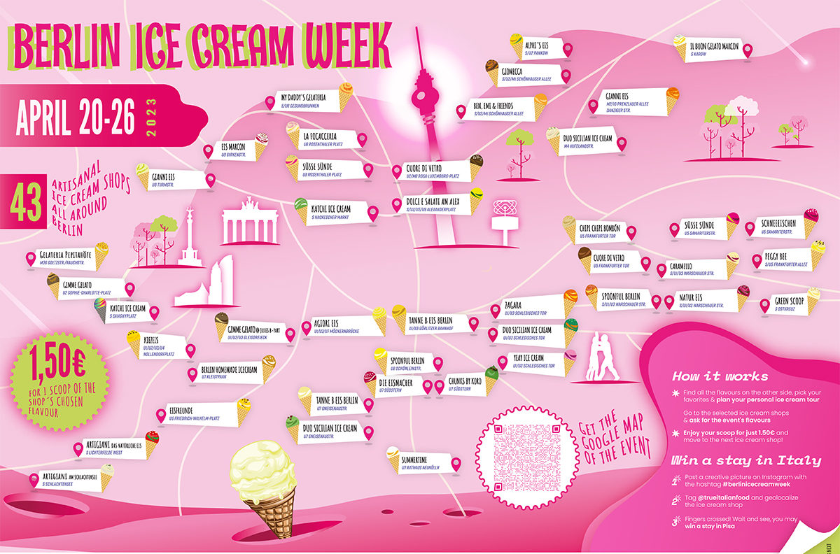 Die offizielle Karte der Berliner Ice Cream Week organisiert von True Italian.