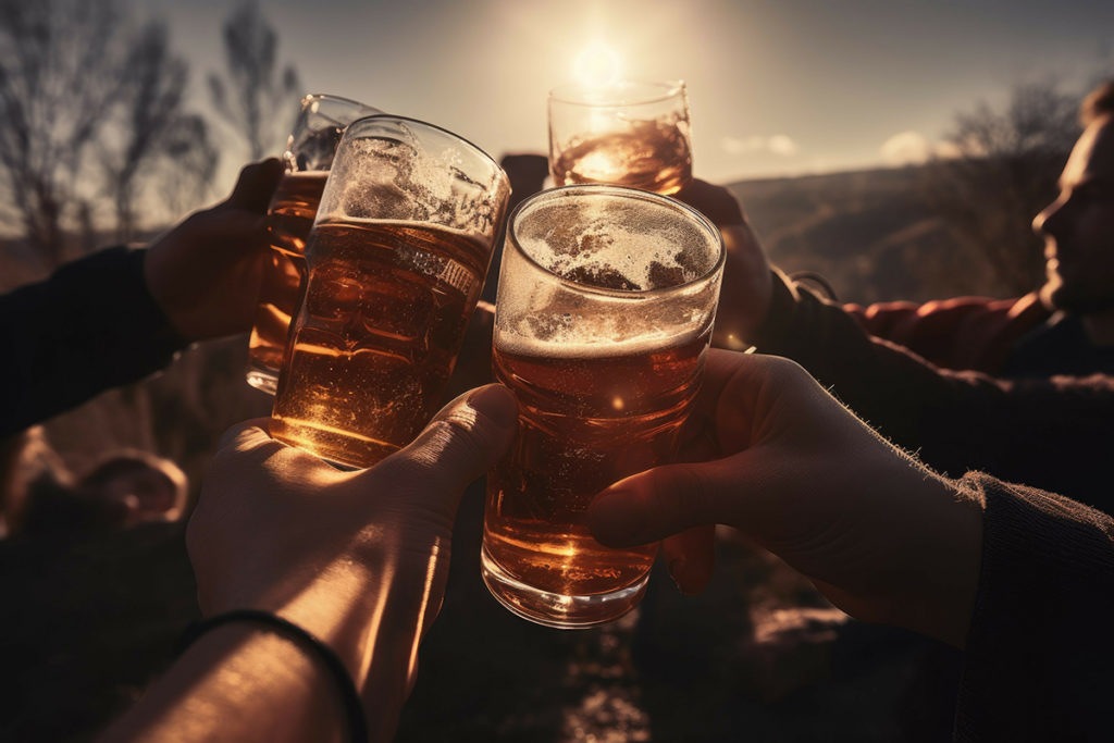 Feierabendbier in der Abendsonne genießen.